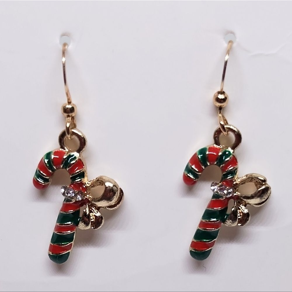 Christmas earrings candy canes dangle new e72